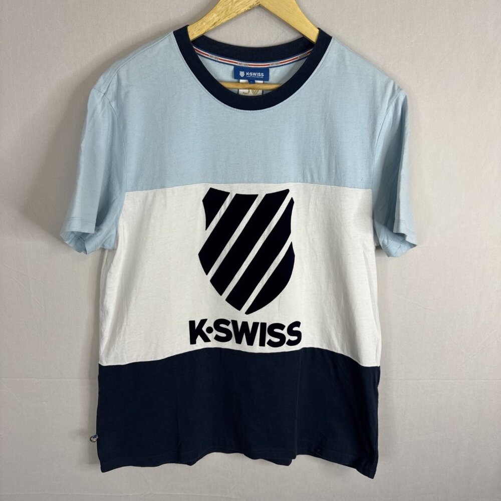 K-Swiss 50 Years Colorblock Logo T-Shirt Blue White Men’s Large